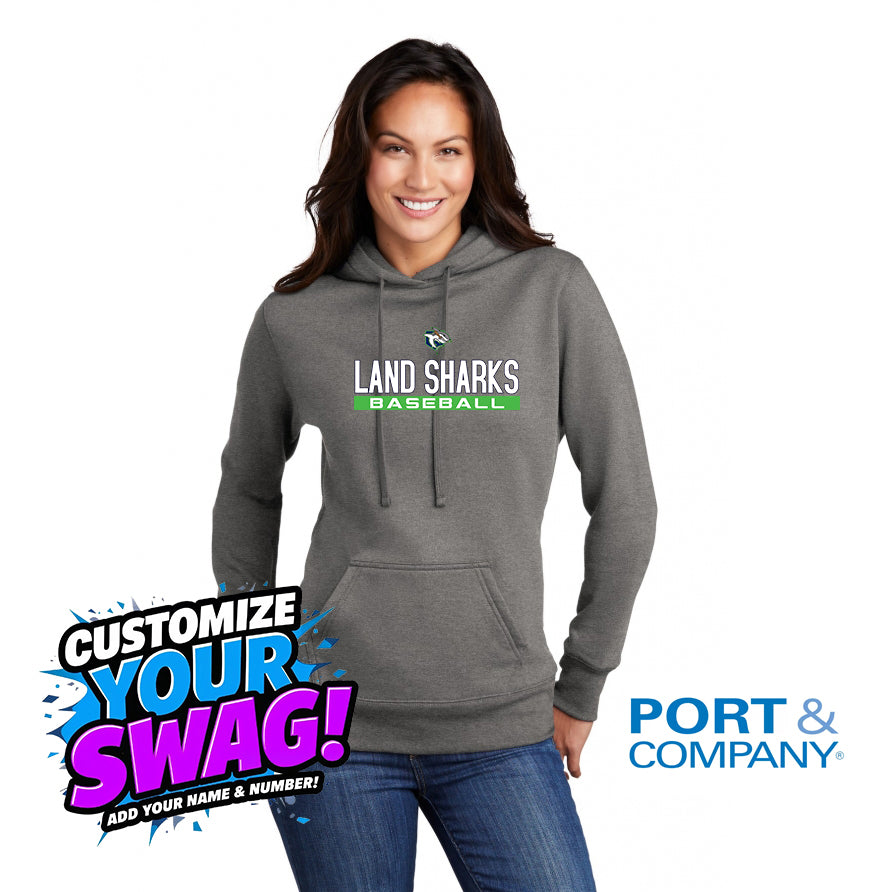 Port & Company Women's Core Fleece Pullover Hooded Sweatshirt LPC78H - OBP Land Sharks