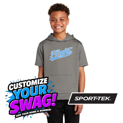 Sport-Tek Youth Sport-Wick Fleece Short Sleeve Hooded Pullover YST251 - FCF Flight Baseball Blue