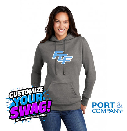 Port & Company Women's Core Fleece Pullover Hooded Sweatshirt LPC78H - FCF Flight Baseball Blue