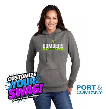 Port & Company Women's Core Fleece Pullover Hooded Sweatshirt LPC78H - VB Bombers Baseball