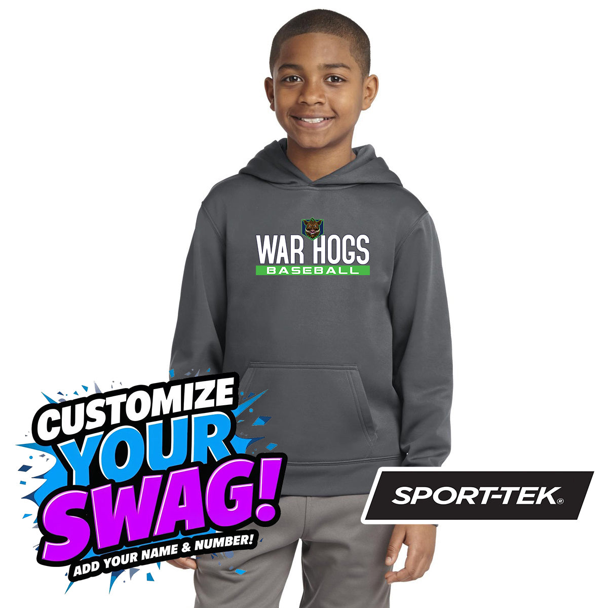 Sport-Tek Youth Sport-Wick Fleece Hooded Pullover YST244 - OBP War Hogs