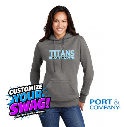 Port & Company Women's Core Fleece Pullover Hooded Sweatshirt LPC78H - St. Johns TItans Baseball