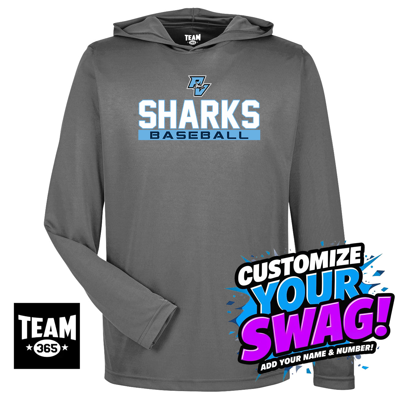 Team 365 Youth & Men's Zone Performance Hoodie - PVAA Sharks Baseball
