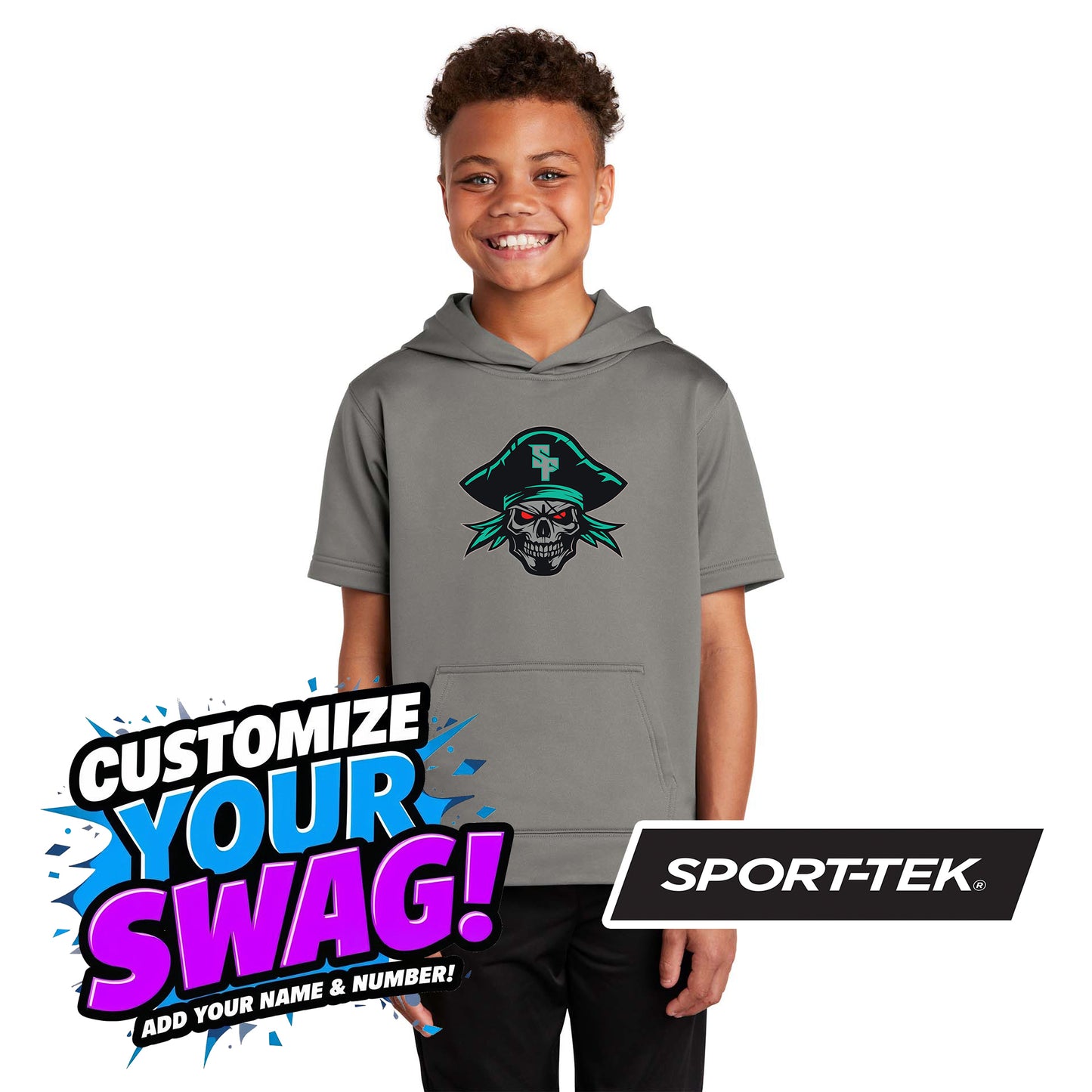 Sport-Tek Youth Sport-Wick Fleece Short Sleeve Hooded Pullover YST251 - South Florida Pirates