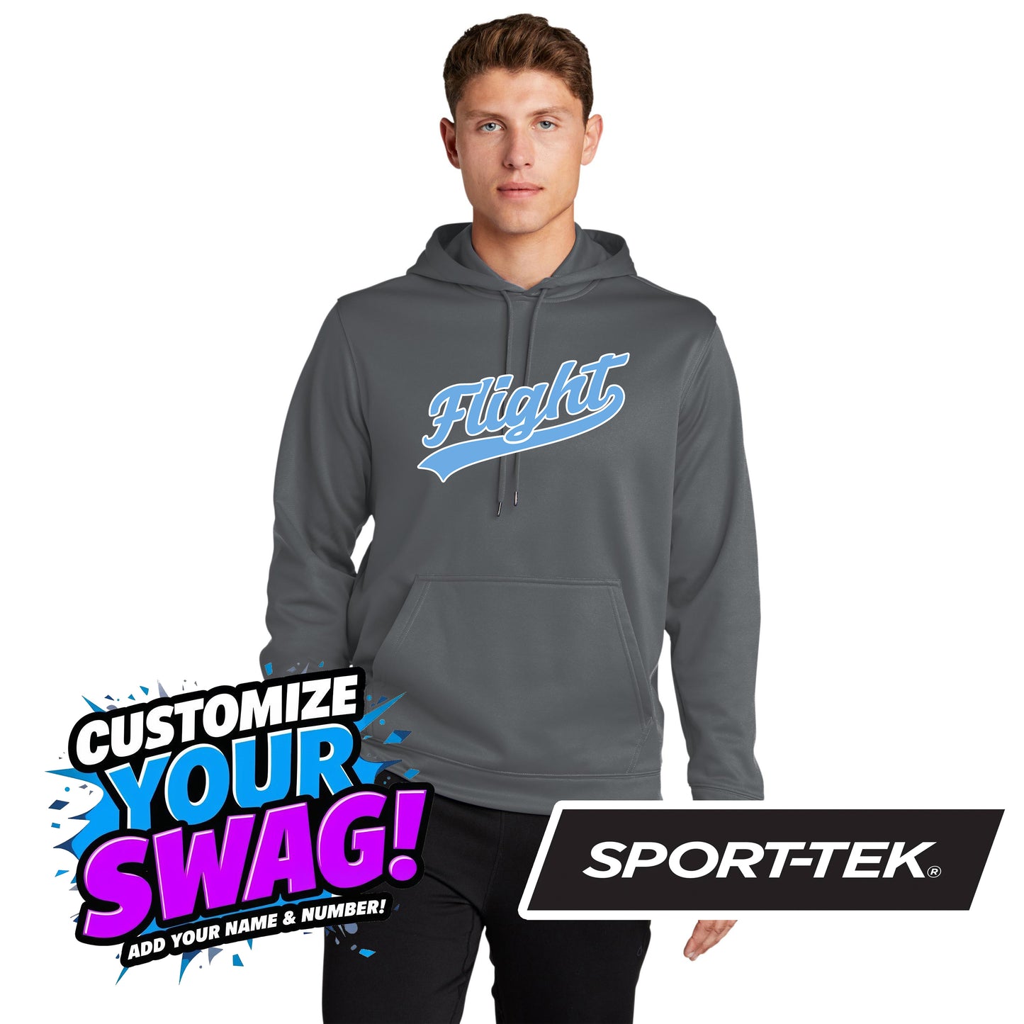 Sport-Tek Sport-Wick Fleece Hooded Pullover F244 - FCF Flight Baseball Blue