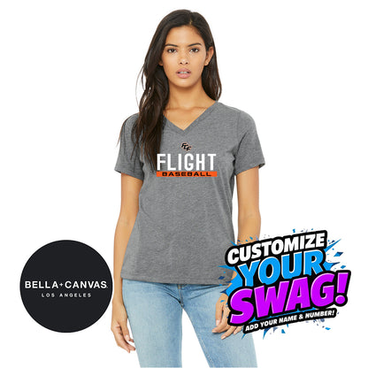 Bella + Canvas 6415 Ladies' Relaxed Triblend V-Neck T-Shirt - FCF Flight Baseball