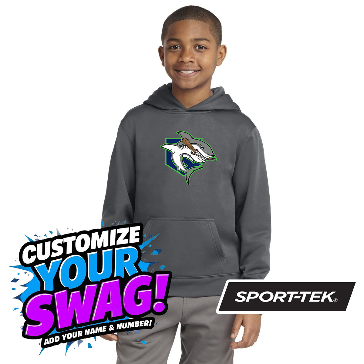 Sport-Tek Youth Sport-Wick Fleece Hooded Pullover YST244 - OBP Land Sharks