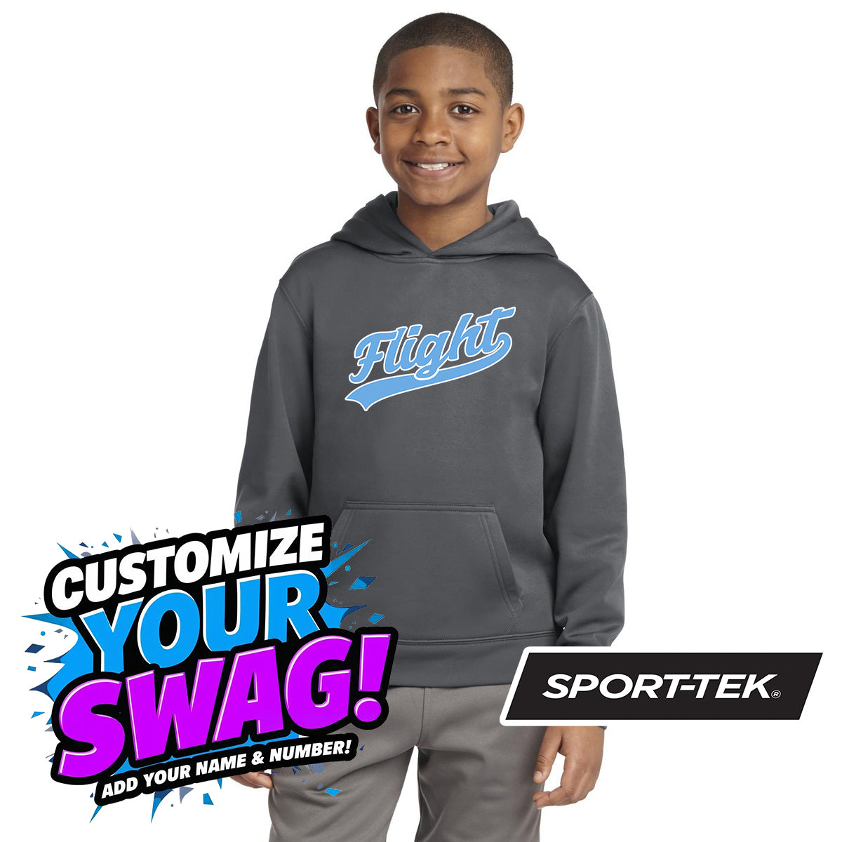 Sport-Tek Youth Sport-Wick Fleece Short Sleeve Hooded Pullover YST251 - FCF Flight Baseball Blue
