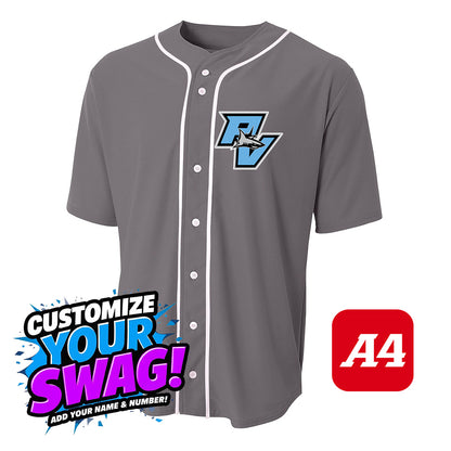 A4 Apparel N4184 Game Day Classic Baseball Jersey - PVAA Sharks