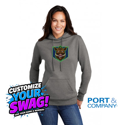 Port & Company Women's Core Fleece Pullover Hooded Sweatshirt LPC78H - OBP War Hogs