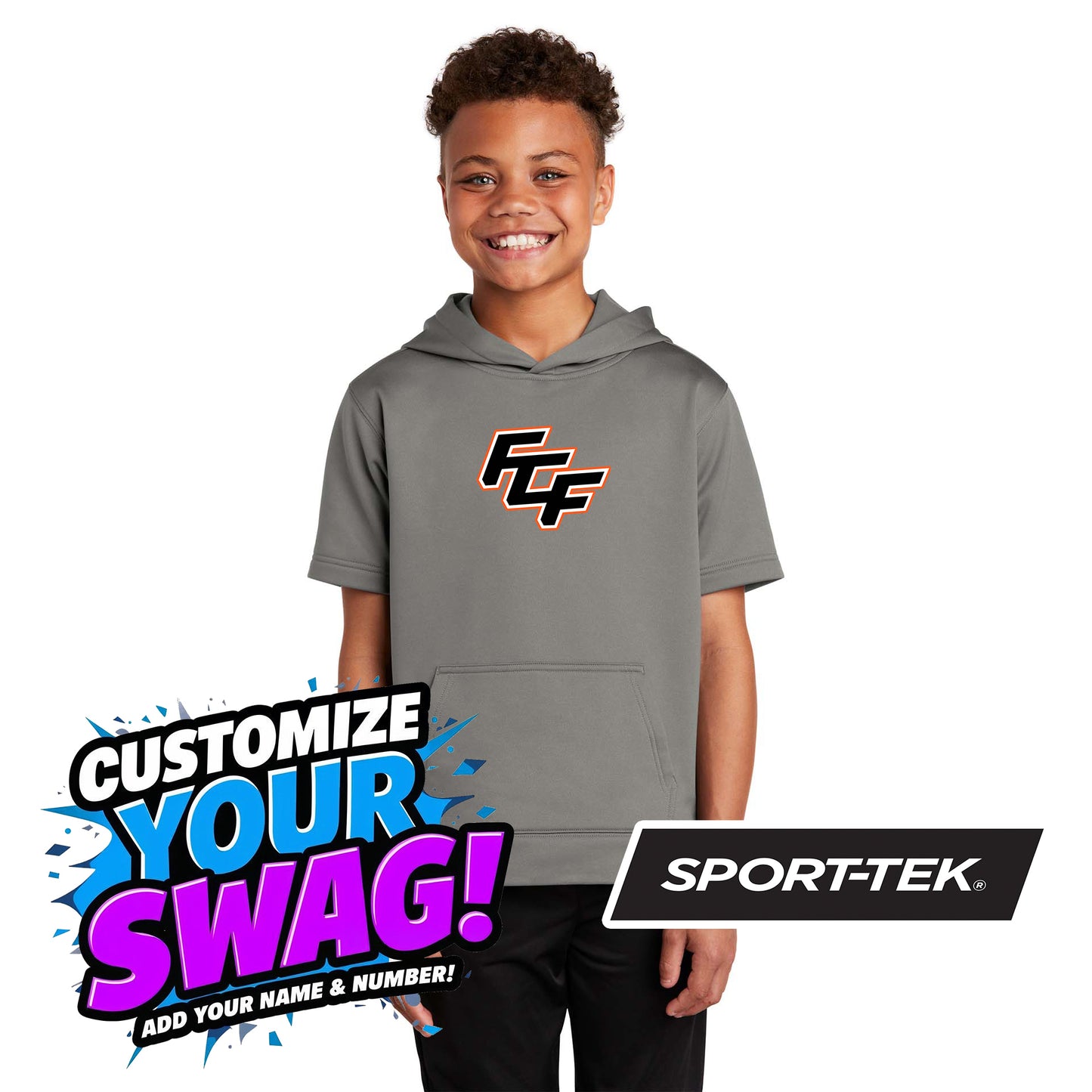 Sport-Tek Youth Sport-Wick Fleece Short Sleeve Hooded Pullover YST251 - FCF Flight Baseball