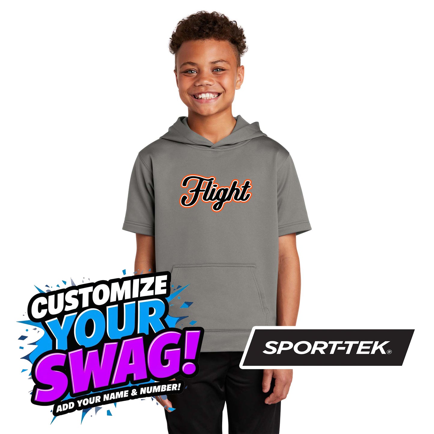Sport-Tek Youth Sport-Wick Fleece Short Sleeve Hooded Pullover YST251 - FCF Flight Baseball