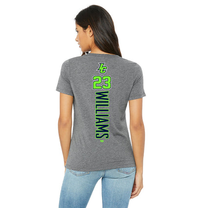 Bella + Canvas 6415 Ladies' Relaxed Triblend V-Neck T-Shirt - Indy Clutch Baseball