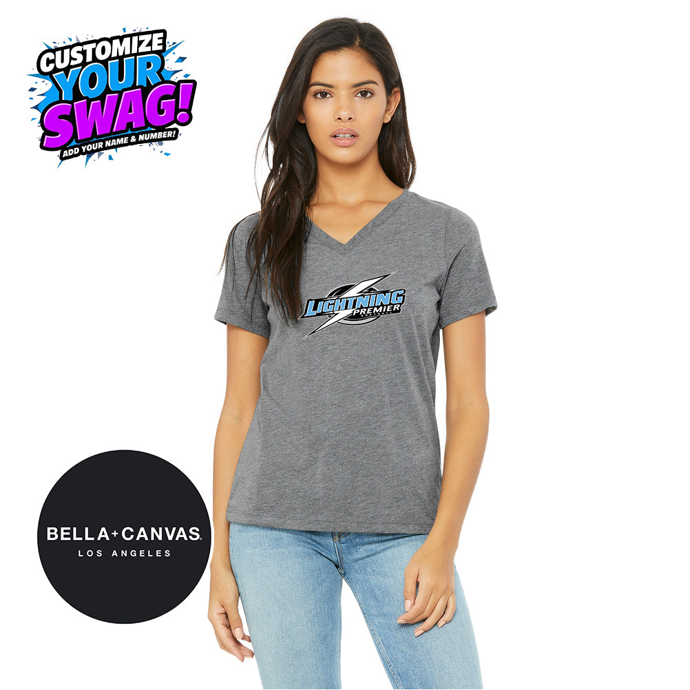 Bella + Canvas 6415 Ladies' Relaxed Triblend V-Neck T-Shirt - Lightning Premier Softball