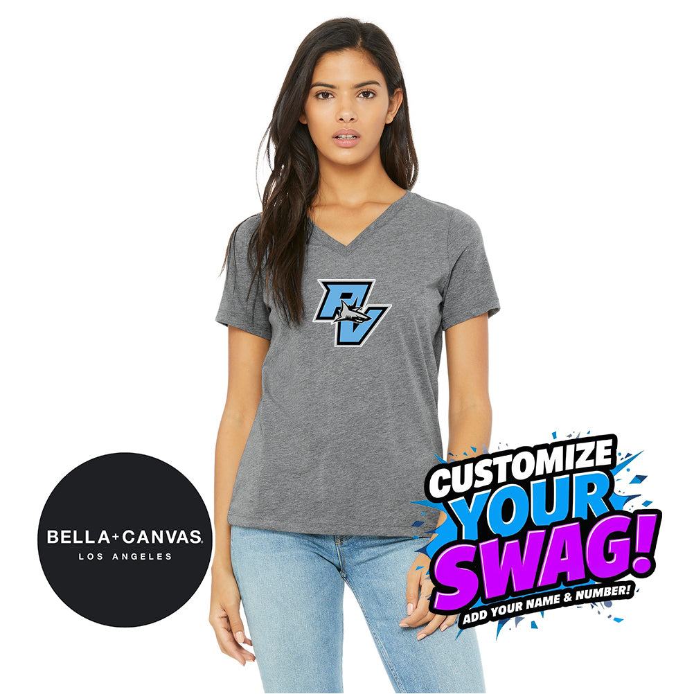 Bella + Canvas 6415 Ladies' Relaxed Triblend V-Neck T-Shirt - PVAA Sharks