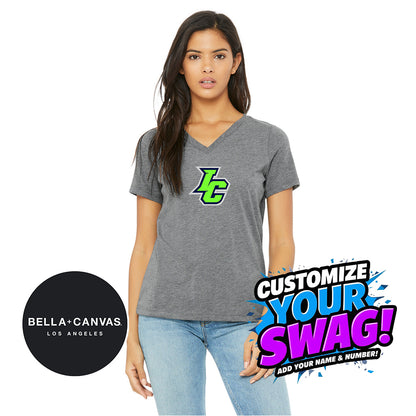 Bella + Canvas 6415 Ladies' Relaxed Triblend V-Neck T-Shirt - Indy Clutch Baseball
