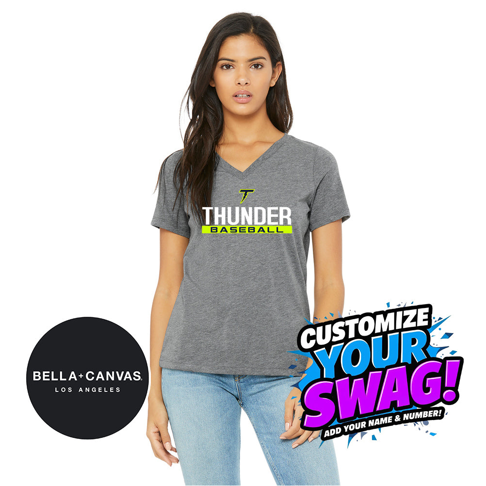 Bella + Canvas 6415 Ladies' Relaxed Triblend V-Neck T-Shirt - Ponte Vedra Thunder Baseball
