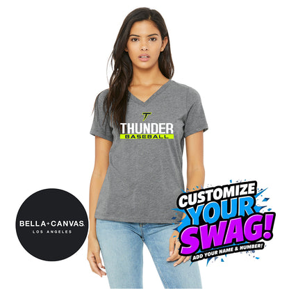 Bella + Canvas 6415 Ladies' Relaxed Triblend V-Neck T-Shirt - Ponte Vedra Thunder Baseball
