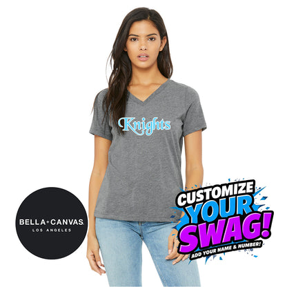 Bella + Canvas 6415 Ladies' Relaxed Triblend V-Neck T-Shirt - Knights Baseball