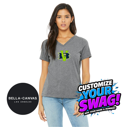 Bella + Canvas 6415 Ladies' Relaxed Triblend V-Neck T-Shirt - VB Bombers Baseball