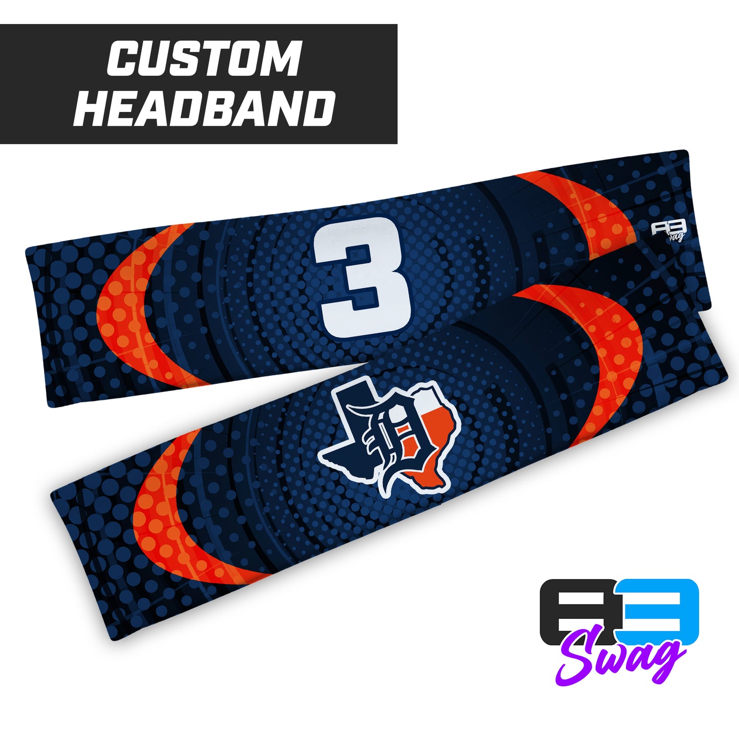 CUSTOM - Sports Headband - Dallas Tigers Baseball