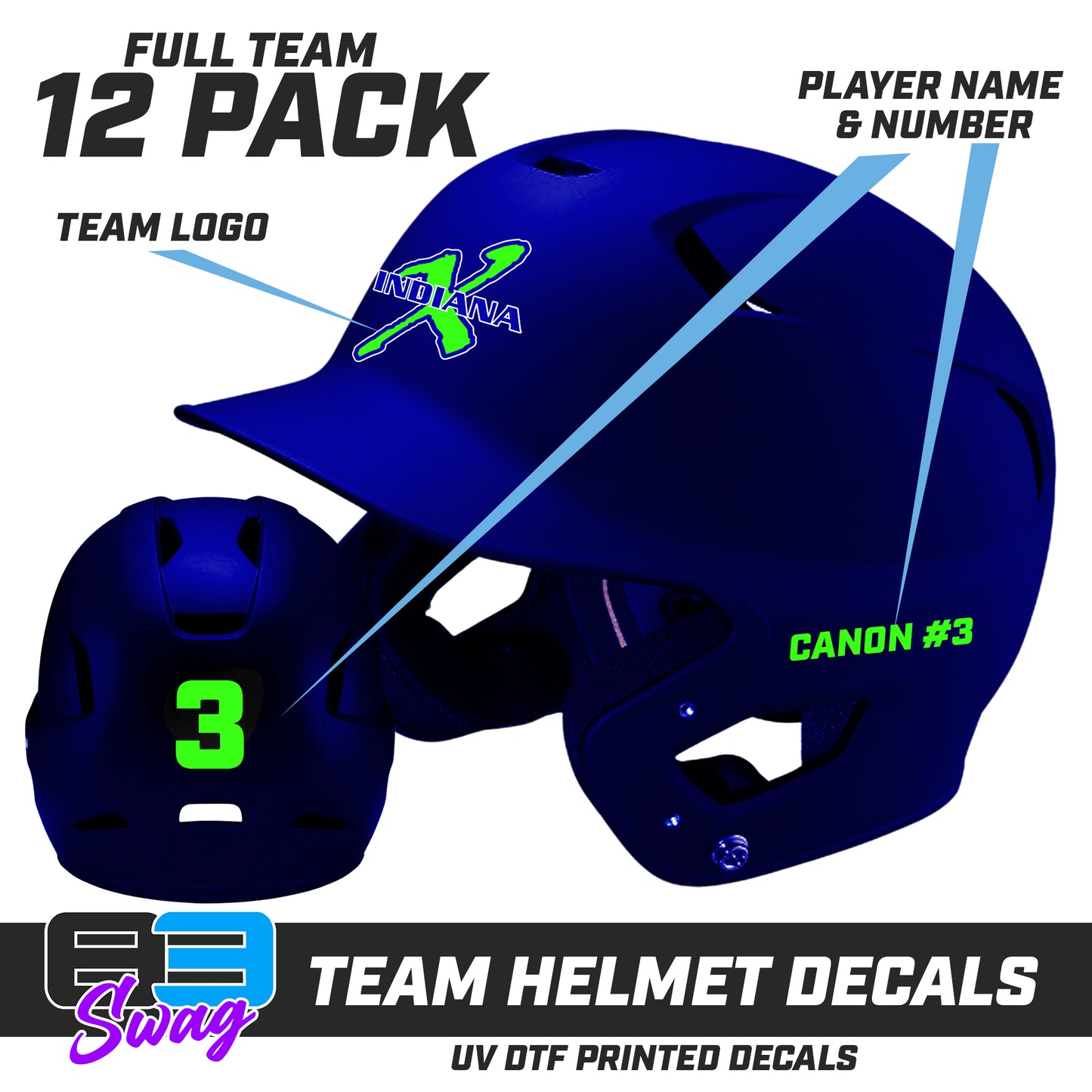 Helmet Decal Set (12 Pack) - Indiana Xtreme Softball