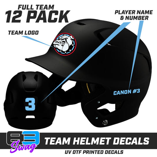 TEAM ORDER ONLY - Helmet Decal Set (12 Pack) - Batters Box Bulldogs Softball