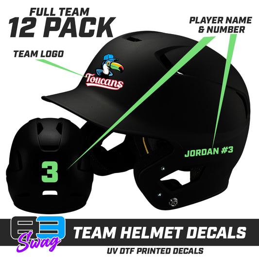 TEAM ORDER ONLY - Helmet Decal Set (12 Pack) - Toucans Baseball LV