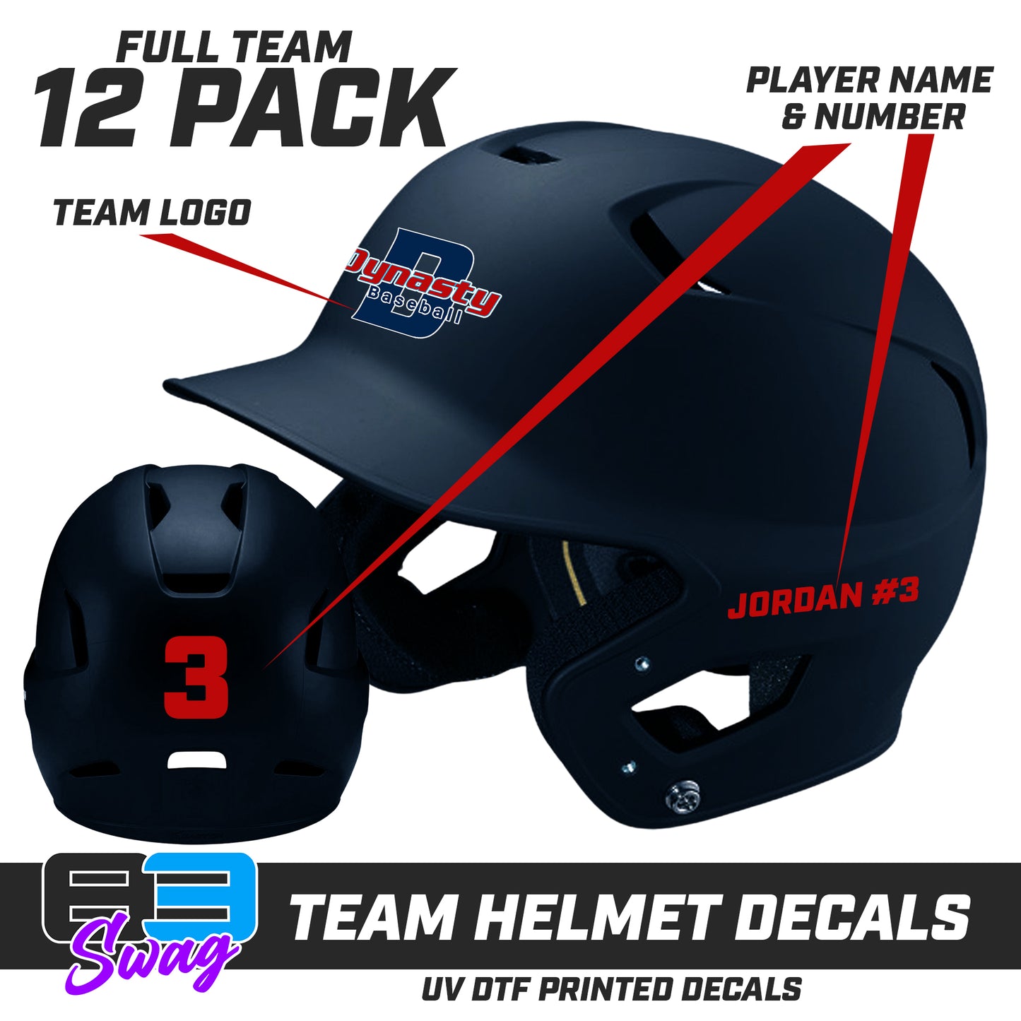 TEAM ORDER ONLY - Helmet Decal Set (12 Pack) - North Florida Dynasty