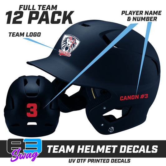 TEAM ORDER ONLY - Helmet Decal Set (12 Pack) - Orlando Lions Baseball