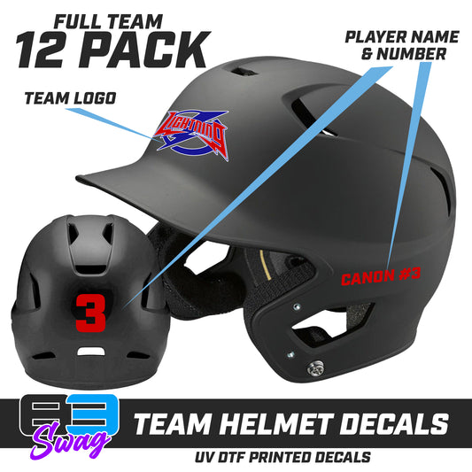 TEAM ORDER ONLY - Helmet Decal Set (12 Pack) - Palm Beach Gardens Lightning