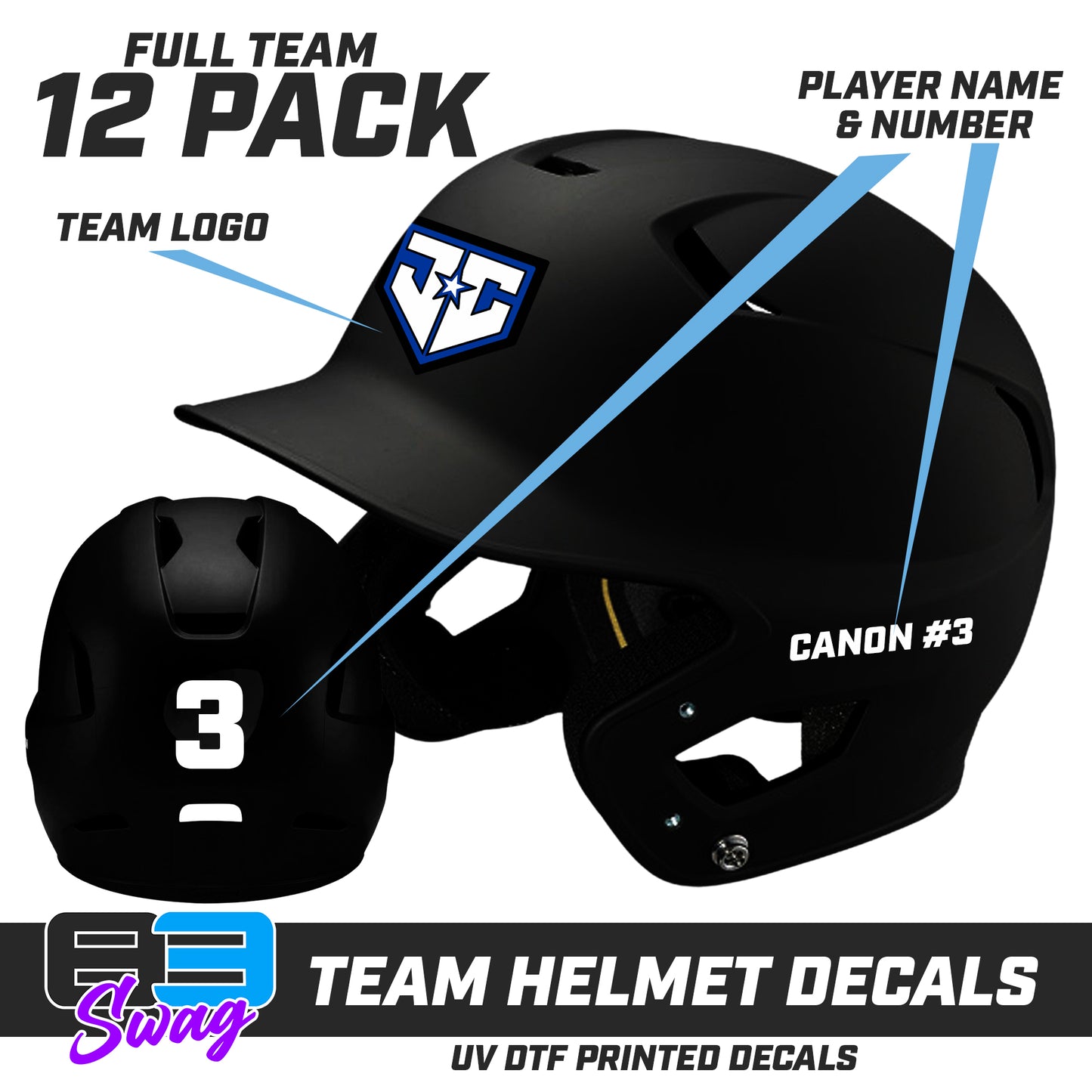 Helmet Decal Set (12 Pack) - JCB - Julington Creek Baseball