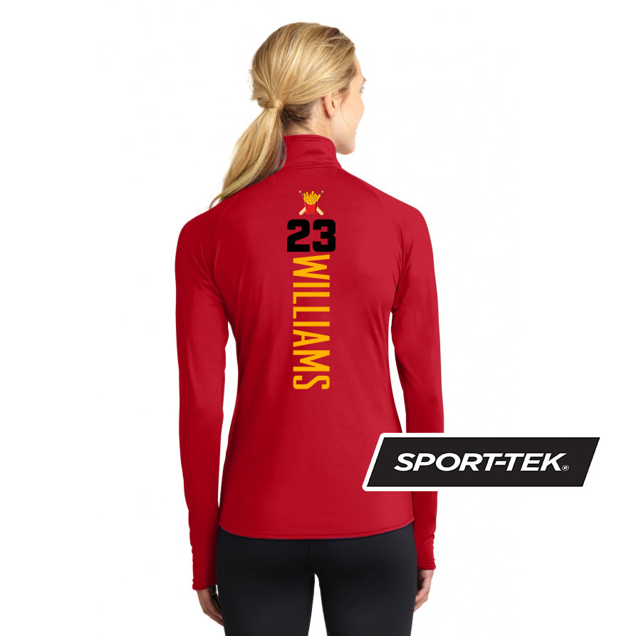 Sport-Tek Women's Sport-Wick Stretch 1-2-Zip Pullover - Team Rally Fries Baseball