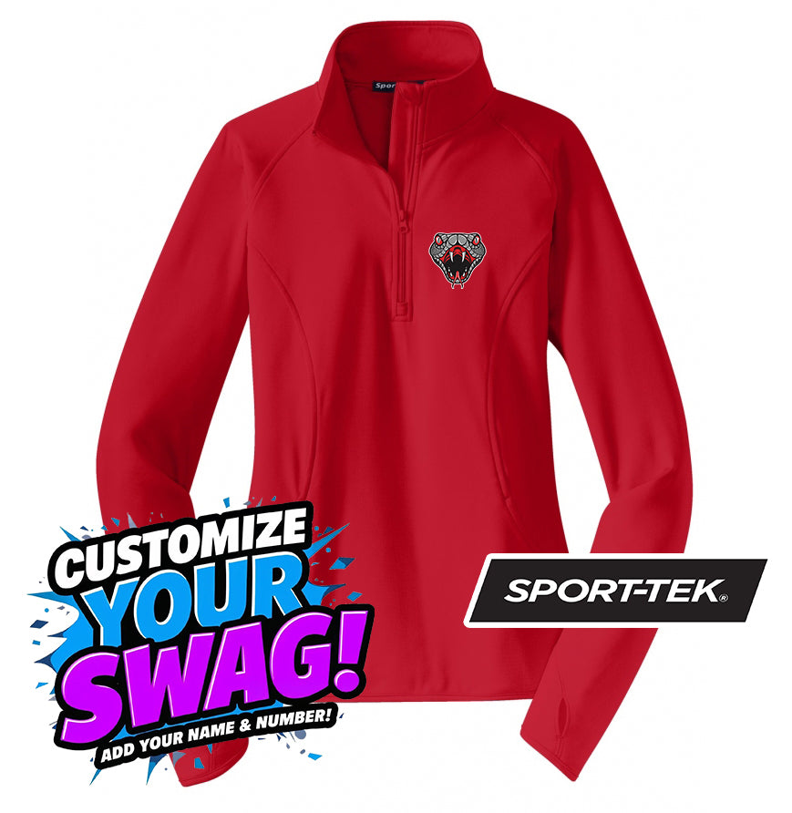 Sport-Tek Women's Sport-Wick Stretch 1-2-Zip Pullover - Black Creek Cottonmouths