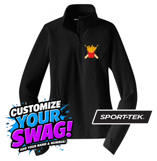 Sport-Tek Women's Sport-Wick Stretch 1-2-Zip Pullover - Team Rally Fries Baseball