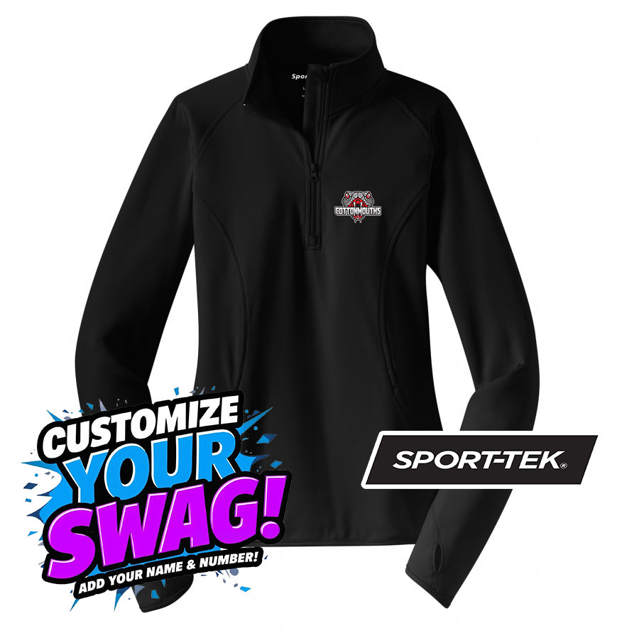 Sport-Tek Women's Sport-Wick Stretch 1-2-Zip Pullover - Black Creek Cottonmouths