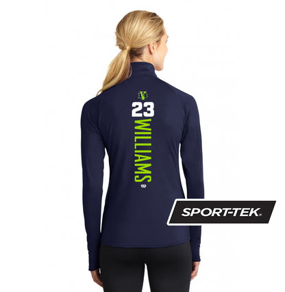 Sport-Tek Women's Sport-Wick Stretch 1-2-Zip Pullover - VB Bombers Baseball