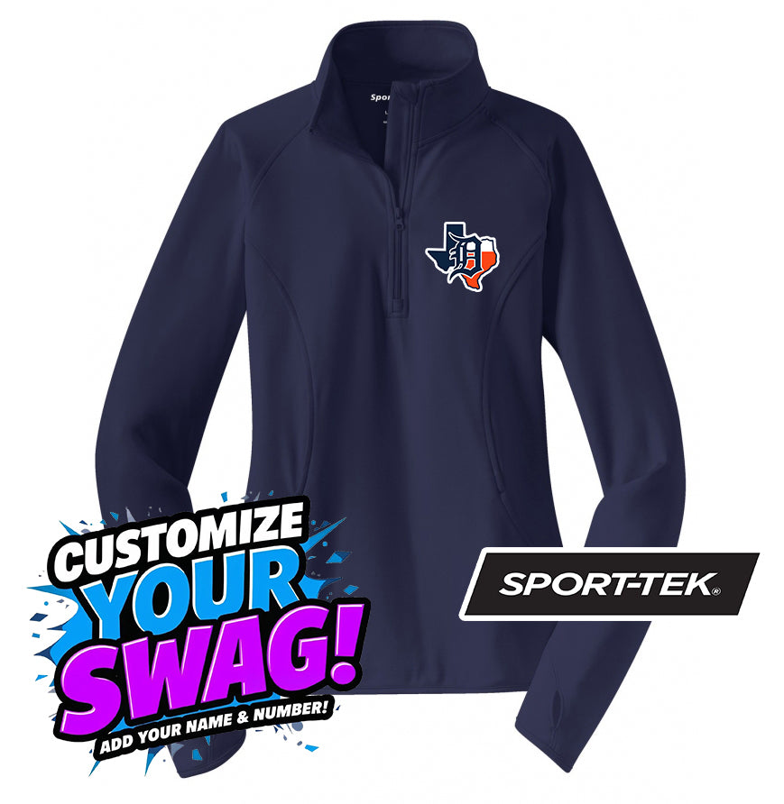 Sport-Tek Women's Sport-Wick Stretch 1-2-Zip Pullover - Dallas Tigers Baseball