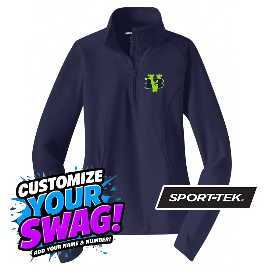 Sport-Tek Women's Sport-Wick Stretch 1-2-Zip Pullover - VB Bombers Baseball