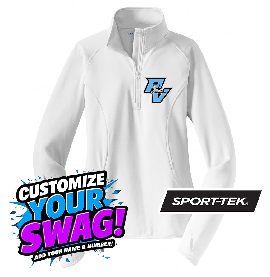 Sport-Tek Women's Sport-Wick Stretch 1-2-Zip Pullover - PVAA Sharks