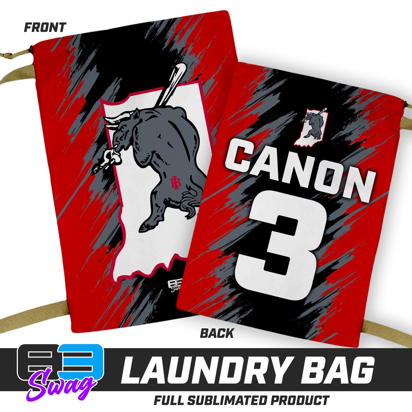 28"x36" Laundry Bag - Indiana Bulls Baseball