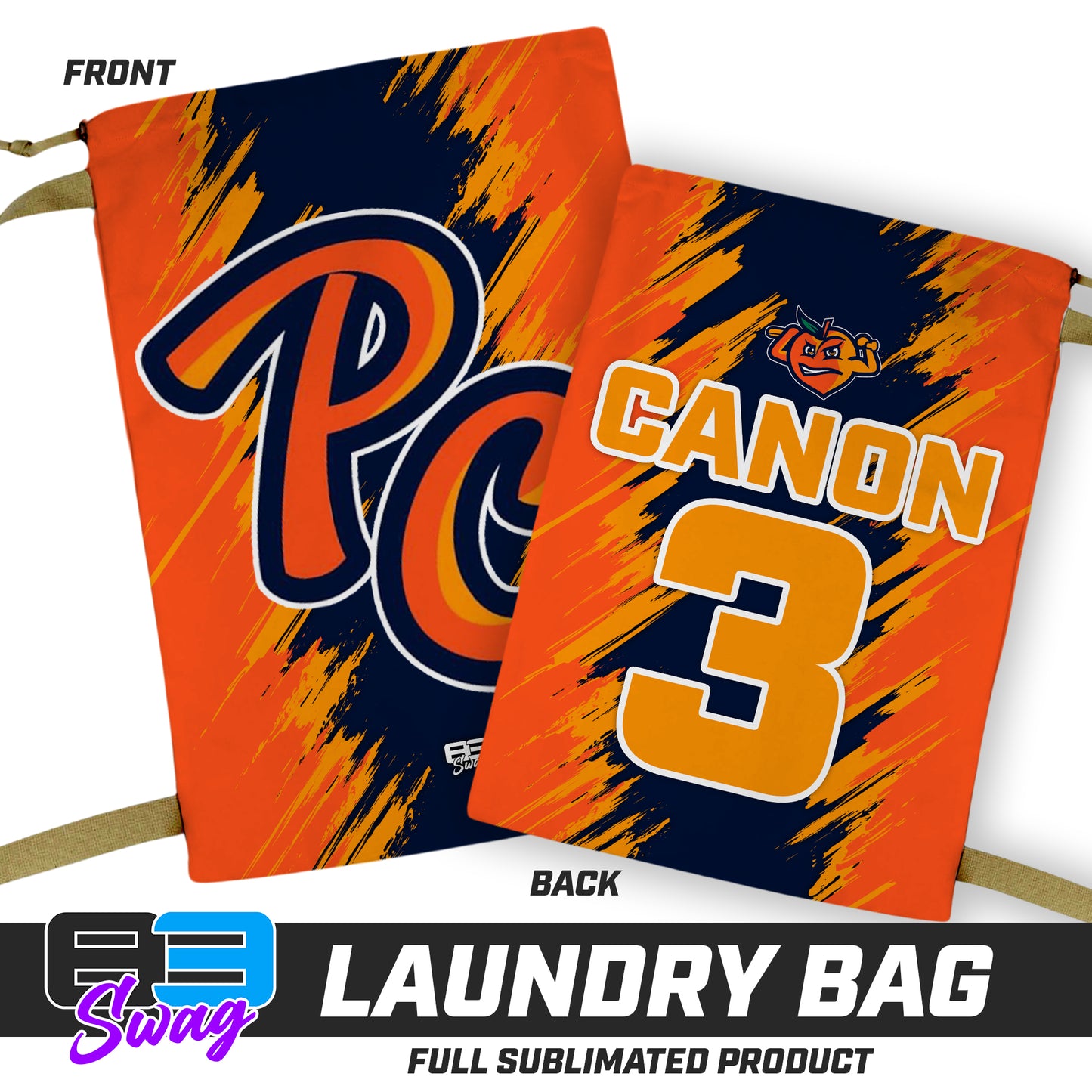 28"x36" Laundry Bag - Peach Clobbers Baseball