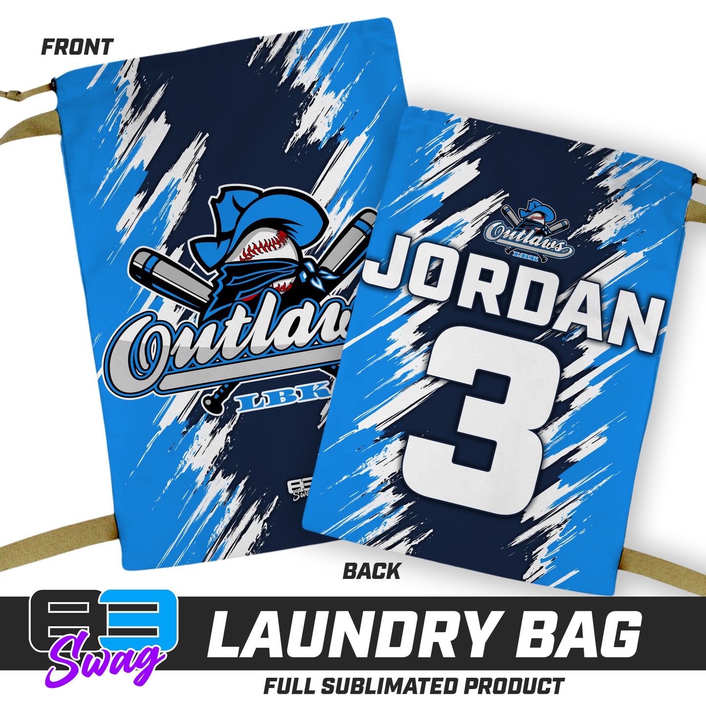 28"x36" Laundry Bag - Outlaws Baseball