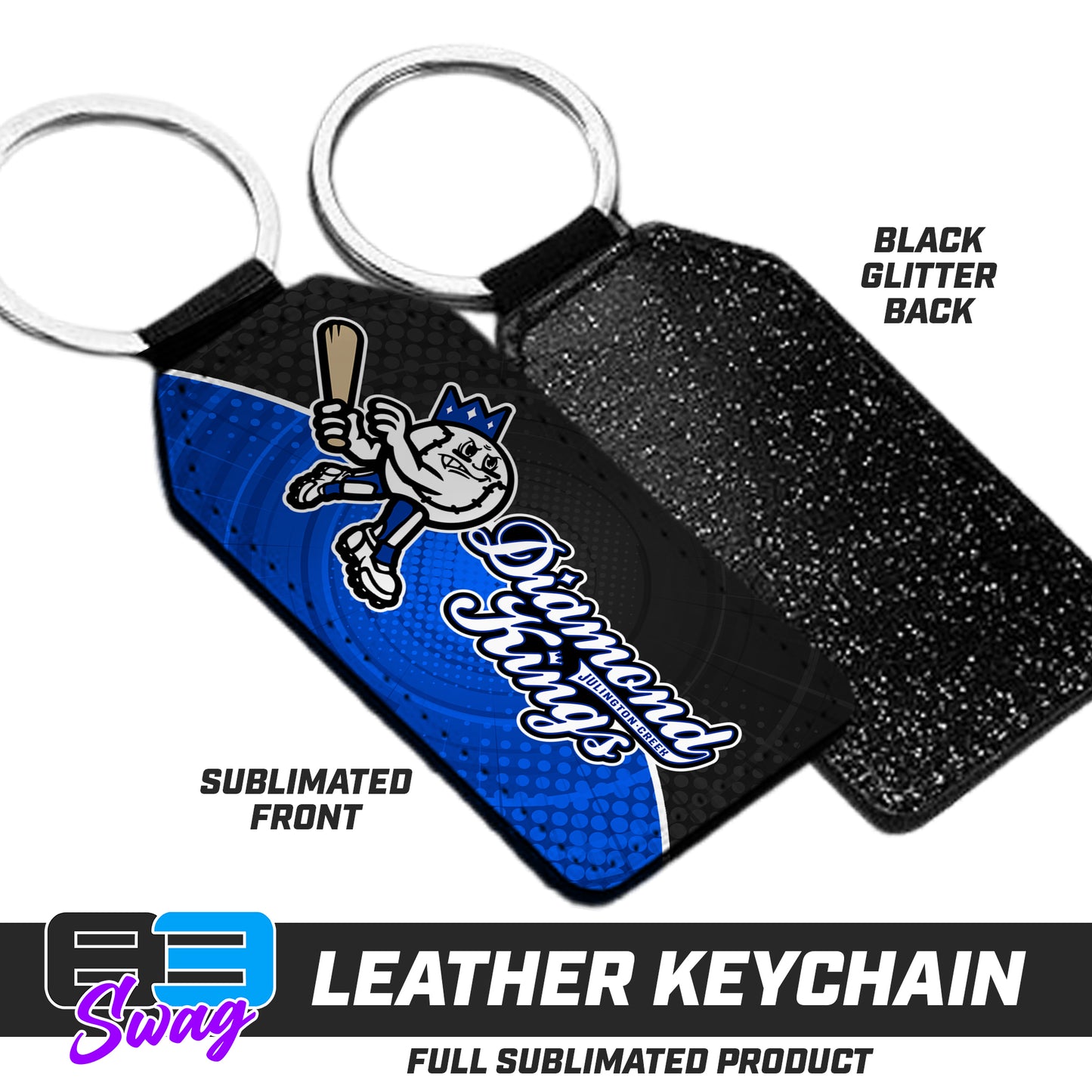 CUSTOM - 3.15" x 1.65" Leather Keychain - JCB - Julington Creek Baseball