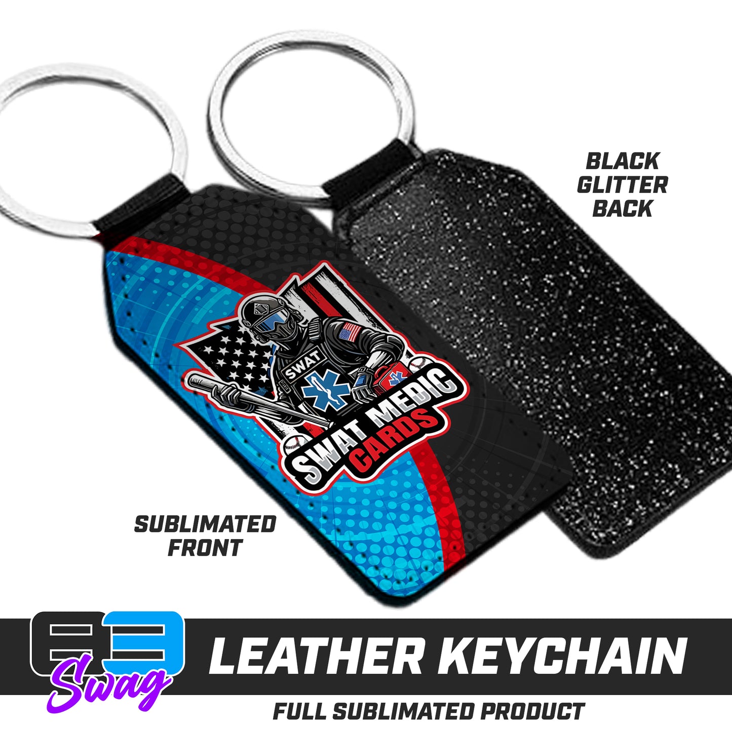 CUSTOM - 3.15" x 1.65" Leather Keychain - Swat Medic Cards