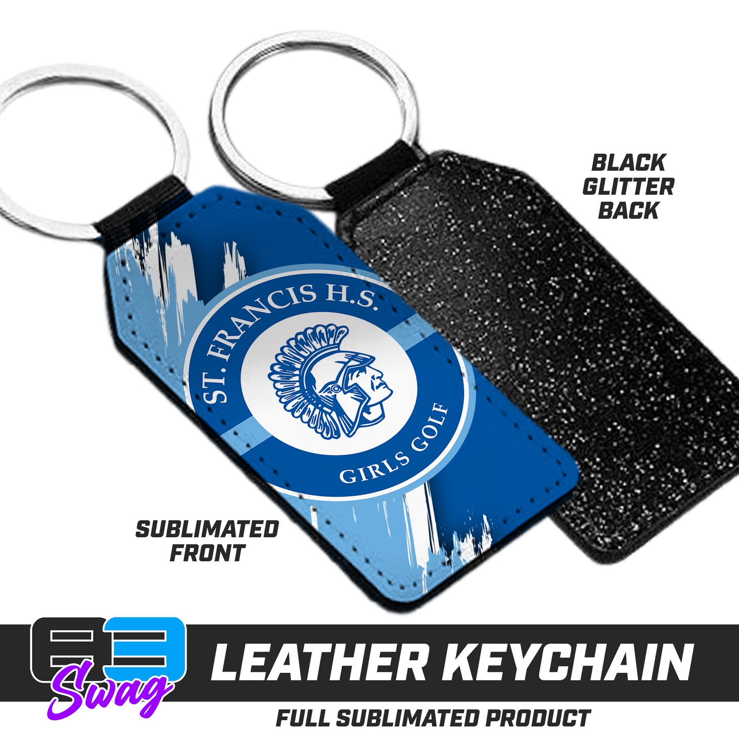 3.15" x 1.65" Leather Keychain - St. Francis HS Girls Golf