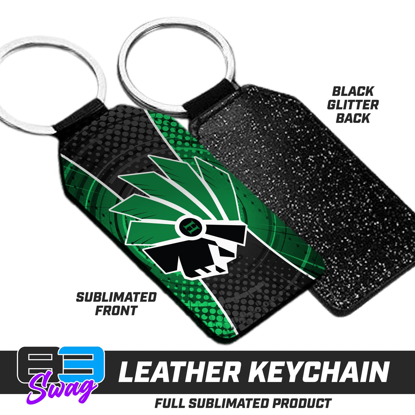 CUSTOM - 3.15" x 1.65" Leather Keychain - Hopatcong Warriors