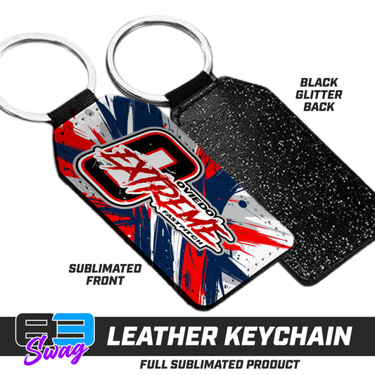 3.15" x 1.65" Leather Keychain - Oviedo Extreme Softball