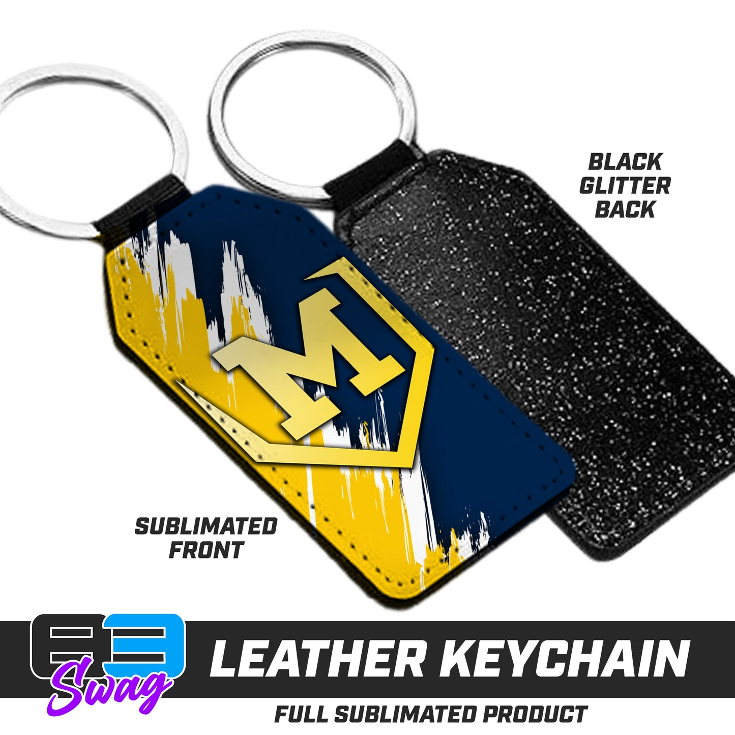 3.15" x 1.65" Leather Keychain - Midland Bandits Baseball