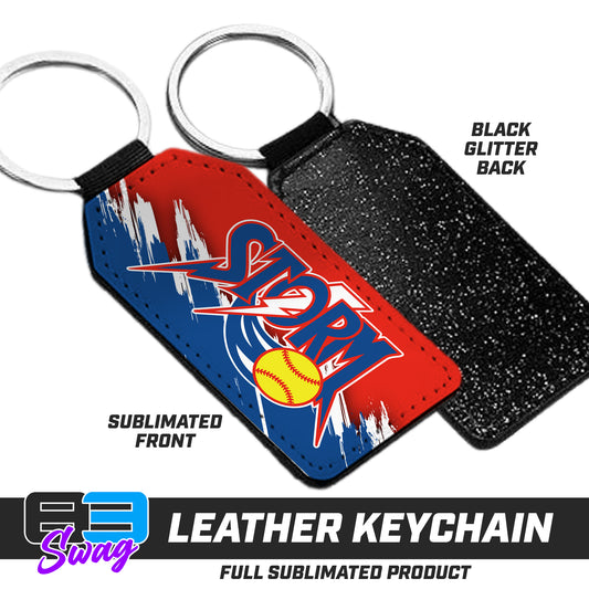 3.15" x 1.65" Leather Keychain - Sun City Storm Softball